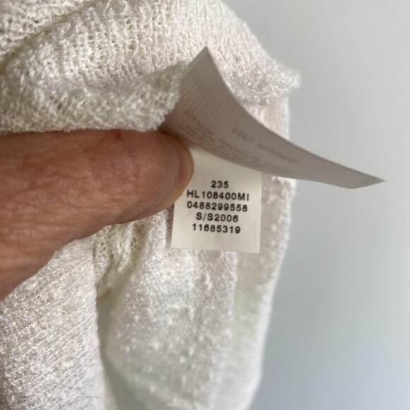 Halogen White Deep V-Neck Sheer Short Sleeve Exposed Seem Detail Blouse Size L - Picture 6 of 11